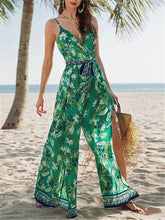 Load image into Gallery viewer, V-neck Plant Print Loose Jumpsuit