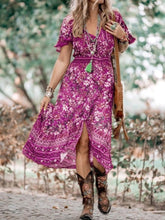 Load image into Gallery viewer, Holiday Bohemian Wave Split Skirt Dress