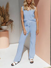 Load image into Gallery viewer, Simple Casual Loose V-Neck Top Pants Set