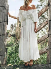 Load image into Gallery viewer, Bohemian Solid Color Off-the-shoulder Maxi Dress