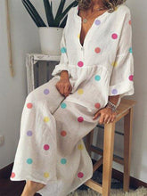 Load image into Gallery viewer, Multicolor Polka Dot Print Long Sleeve Maxi Dress