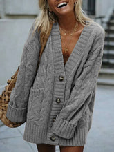 Load image into Gallery viewer, Knitted Solid Color Padded Pocket Coat