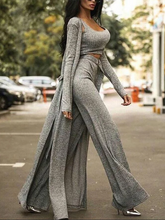Load image into Gallery viewer, Knitted Loose Cardigan Vest and Pants Extra-long Three-piece Suit