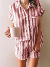 Load image into Gallery viewer, Striped Printed Short Sleeve Two Piece Set