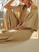 Load image into Gallery viewer, Casual Loose Short Sleeve Top and High Waist Trousers Suit