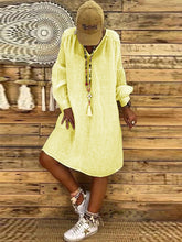 Load image into Gallery viewer, Fashionable Solid Color Puffy Sleeve Dress