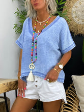 Load image into Gallery viewer, Simple Casual Loose V-Neck Short Sleeve Top