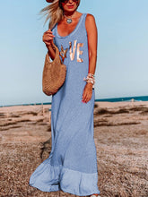 Load image into Gallery viewer, Letter Print Sleeveless Fringed Dress