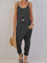Load image into Gallery viewer, Casual Loose Round Collar Solid Color Suspender Jumpsuit