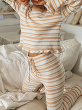 Load image into Gallery viewer, Simple Casual Loose Top Pants Striped Knitted Suit