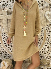 Load image into Gallery viewer, Simple Knitted Long Sleeve Casual Dress with Hood