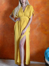 Load image into Gallery viewer, Deep V Neck High Fork Twist Casual Dress