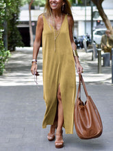 Load image into Gallery viewer, Simple Casual Loose V Neck Dress