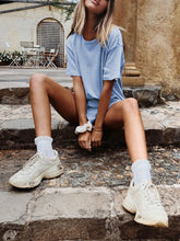 Load image into Gallery viewer, Simple Striped Short Sleeve T-shirt Shorts Suit for Women