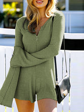 Load image into Gallery viewer, V-neck Solid Color Zipper Loose Jumpsuit