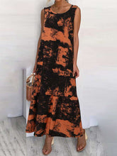Load image into Gallery viewer, Round Neck Printed Tie-dye Sleeveless Casual Dress