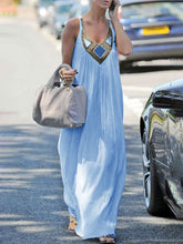 Load image into Gallery viewer, Hanging Neckline Printed Solid Color Casual Dress