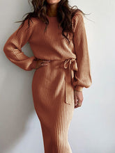 Load image into Gallery viewer, Round Neck Knitted Tight Fit Dress
