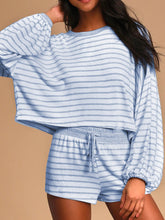 Load image into Gallery viewer, Casual Loose Striped Round Neck Two-piece Suit