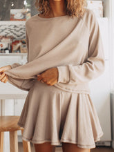 Load image into Gallery viewer, Solid Color Long Sleeve Top Loose Shorts Casual Suit