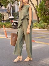 Load image into Gallery viewer, Round Neck Long Sleeves Solid Color Loose Suit