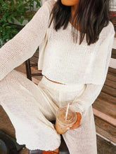 Load image into Gallery viewer, Two Piece Set of Casual Hollow Loose Wide Leg Pants