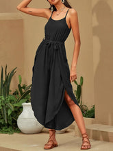 Load image into Gallery viewer, V-neck Solid Color Lace-up Jumpsuit