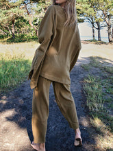 Load image into Gallery viewer, Casual Loose Solid Color Cotton Linen Two Piece Set