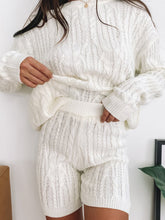 Load image into Gallery viewer, Long Sleeve Sweater Casual Shorts Knit Set