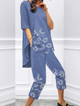 Load image into Gallery viewer, Loose Short-sleeved Casual Printed Short-sleeved Tops Cropped Trousers Two-piece Suit
