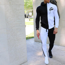 Load image into Gallery viewer, Men'S Black And White Color Matching Sports Suit