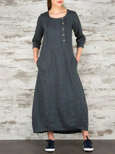 Load image into Gallery viewer, Casual Solid Color Button Design Dress