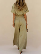 Load image into Gallery viewer, Fashion Simple Casual Loose V Neck Short-Sleeved Jumpsuit