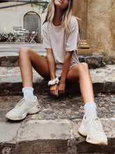 Load image into Gallery viewer, Simple Striped Short Sleeve T-shirt Shorts Suit for Women