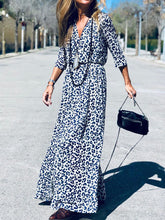 Load image into Gallery viewer, Retro Elegant V Neck Leopard Print Maxi Dress