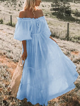 Load image into Gallery viewer, Bohemian Solid Color Off-the-shoulder Maxi Dress