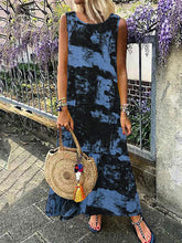 Load image into Gallery viewer, Round Neck Printed Tie-dye Sleeveless Casual Dress