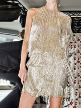 Load image into Gallery viewer, Fashion One-shoulder Shiny Tassel Evening Dress