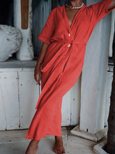 Load image into Gallery viewer, Casual Button-up Waist Solid Color Dress