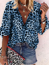 Load image into Gallery viewer, Vintage Elegant Loose V Neck Leopard Shirt