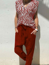 Load image into Gallery viewer, Retro Casual Loose V-Neck Top Pants Set