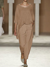 Load image into Gallery viewer, Fashion Casual Solid Color Round Neck Two-piece Suit