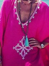 Load image into Gallery viewer, Exotic Style Embroidered Loose Maxi Dress with Tassel