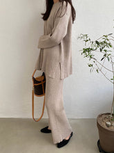 Load image into Gallery viewer, Pure Color Knitted Long Sleeve Casual Suit