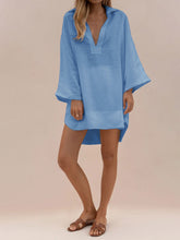 Load image into Gallery viewer, Simple Casual Loose V-Neck Long Sleeve Mini Dress