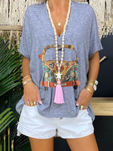 Load image into Gallery viewer, Loose Print V-Neck Top