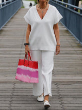 Load image into Gallery viewer, Simple Casual Loose V-Neck Top Pants Knitted Suit