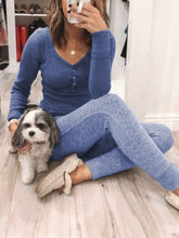 Load image into Gallery viewer, Casual V-neck Solid Color Slim Two-piece Suit