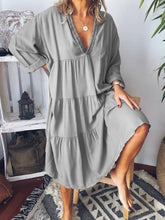 Load image into Gallery viewer, Simple Casual Loose V Neck Dress