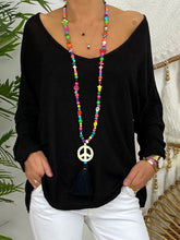 Load image into Gallery viewer, V-neck Lace Loose Long Sleeve T-shirts